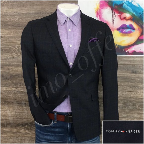 Tommy Hilfiger Mens Blazer Sport Coat Two Button‎ Jacket Wool 40R Casual Suits